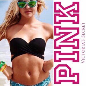Victoria’s Secret PINK | Black Bandeau Wrap Bikini Top | Size Medium